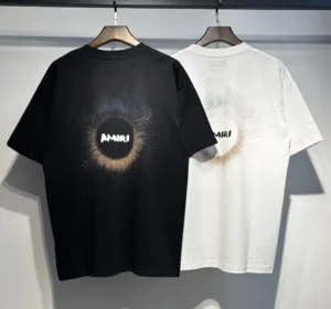 AMIRI 260g Summer Double Yarn Letter Print Round Neck Pullover Short Sleeve Couple T-Shirt [725]
