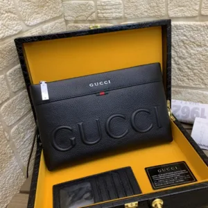 GUCCI High-End Genuine Leather Men’s Clutch Durable Envelope Bag Soft Leather Handbag Fashionable Korean Style Business Casual【33208-1】