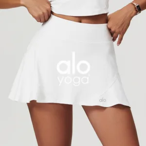 Aloyoga Cross border European and American New High Waist and Waist Yoga Short Skirt, Casual Anti Light Tennis Sports Skirt