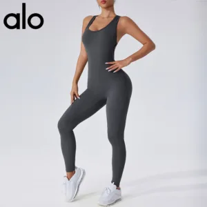 Aloyoga Cross border European and American U-shaped jumpsuit with beautiful back, lifting buttocks and abdomen, high elasticity Pilates fitness suit for women