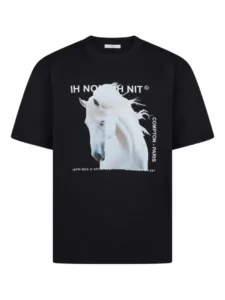 Ih Nom Uh Nit US Streetwear Brand Stranger Things Masked Man Short Sleeve Unisex Street Summer Horse Print T-shirt