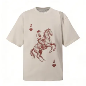 【Final Sale】Melt New Western Cowboy & Horse Print High Street Style Trendy Unisex Short Sleeve T-Shirt [M008]