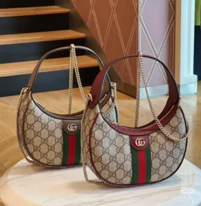 GUCCI High-Quality Monogram Ophidia Series Small Moon Bag Single Shoulder Underarm Genuine Leather Women’s Bag【838463】