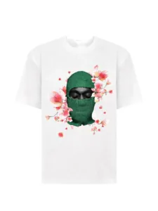 Ih Nom Uh Nit  American Streetwear Brand Stranger Things Masked Man Floral Print Round Neck Short Sleeve Unisex Summer T-shirt