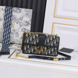 New Small Dior 30 Montaigne Bag – Retro Leather Shoulder Bag with Adjustable Strap & Logo Clasp (Model 1008)