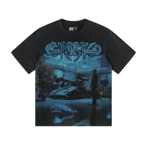 Godspeed Vintage Washed Rock Graphic T-Shirt – 250g Heavyweight Cotton Distressed Streetwear Tee【1183】