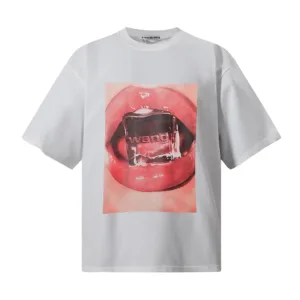 Alexander Wang Summer 2026 New Arrival Ice Cube Lips Print Short-Sleeve T-Shirt – Trendy Unisex Couple’s Tee