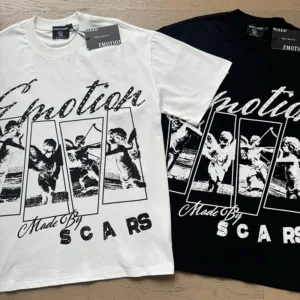 MIXED EMOTION Vintage Streetwear T-Shirt – 240g Heavyweight Cotton Rhinestone Graphic Loose Fit Tee【0097】