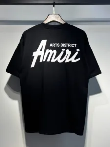 AMIRI 260g Summer Dual-Yarn Letter Pattern Print Crewneck Pullover Short-Sleeve Couple T-Shirt【728】
