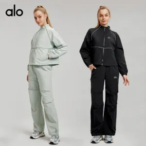 aloyoga original factory’s new stand-up collar windproof yoga long-sleeved casual loose breathable sports jacket with a back pocket