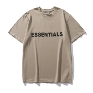 ESSENTIALS FOG Trendy Brand New Diffusion Line FEAR OF GOD Silicone Letter Chest Print, Wholesale Loose High Street Short Sleeve T-Shirt for Men [FG-5]