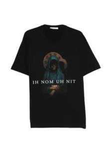 Ih Nom Uh Nit  American Trendy Brand Stranger Things Masked Man Holy Mary Print Short Sleeve Unisex High Street Summer T-shirt