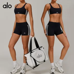 alo Cross-border European and American nude yoga Set, quick-drying tight slimming fitness wear, running set for women