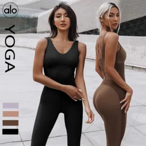 alo Fitness Set, women’s one-piece sports jumpsuit, elastic tight-fitting garment, breathable running jumpsuit, yoga wear