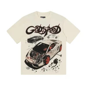 Godspeed Vintage Rock Graphic T-Shirt – 240g Heavyweight Cotton Loose Fit Short Sleeve【3182】