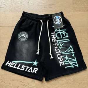Hellstar Washed Paint Splatter Distressed Shorts – 380g Heavyweight Cotton French Terry【7806】