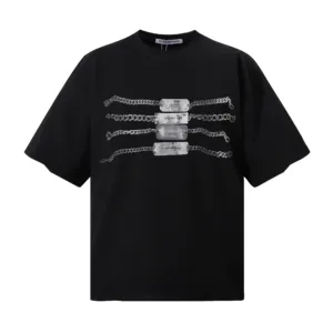 Alexander Wang Summer 2026 New Arrival Chain Embellished Print Short-Sleeve T-Shirt – Trendy Versatile Couple’s Tee