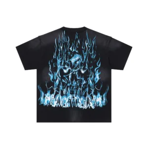 FIRST ROW WAKE UP AND BE FIERCE FLAME TEE Rhinestone Washed Distressed Short Sleeve T-Shirt [F102]
